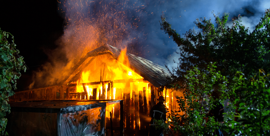 home on fire on Long Island