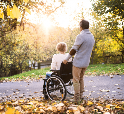 Couple overlooking a park